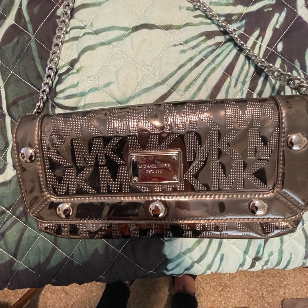Silver holographic Michael Kors shoulder purse